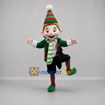 Custom Green and Red Christmas Elf Mascot Costume Adult Full Body Suit for Christmas Events Custom Green and Red Christmas Elf Mascot Costume Adult Full Body Suit for Christmas Events