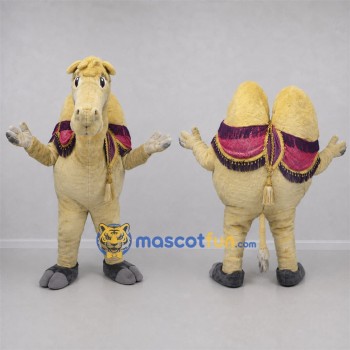 Custom Tan and Purple Camel Mascot Costume Adult Full Body Suit for Desert Events