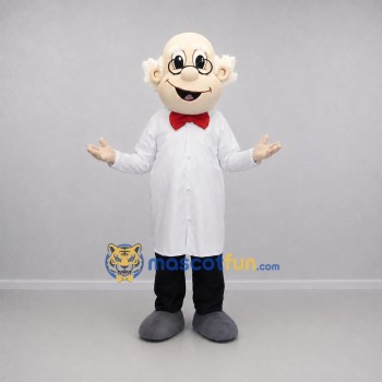Custom White and Red Scientist Mascot Costume Adult Full Body Suit for Science Events