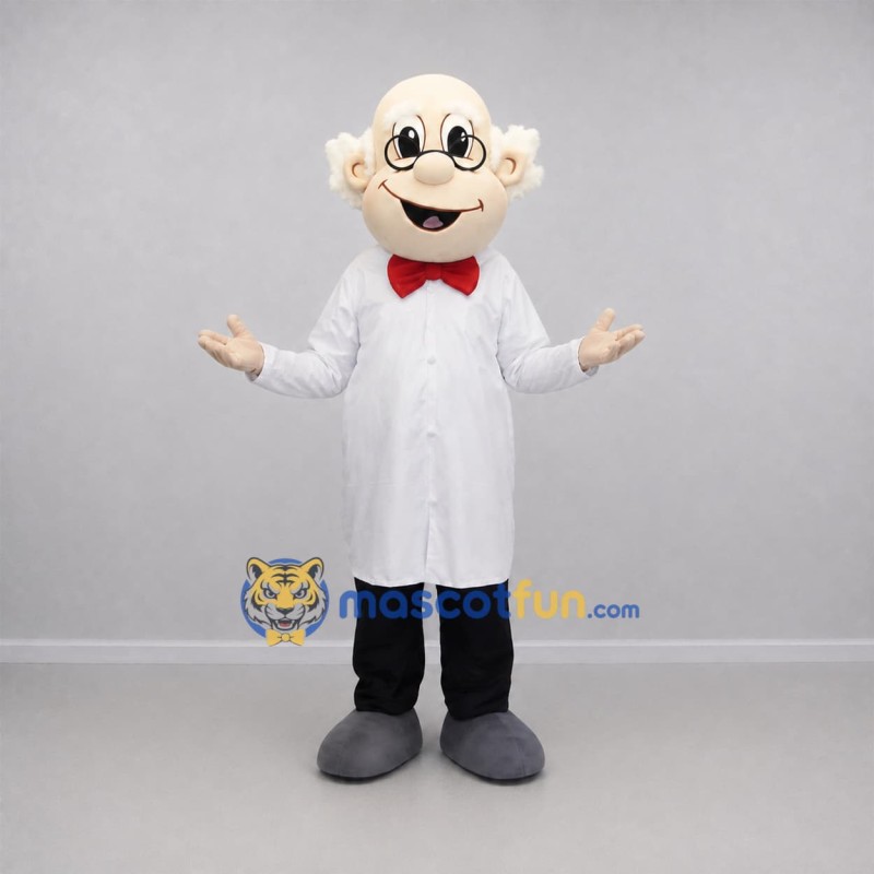 Custom White and Red Scientist Mascot Costume Adult Full Body Suit for Science Events Custom White and Red Scientist Mascot Costume Adult Full Body Suit for Science Events
