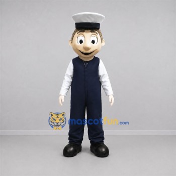 Custom Navy Blue and White Sailor Mascot Costume Adult Full Body Suit for Marine Events Custom Navy Blue and White Sailor Mascot Costume Adult Full Body Suit for Marine Events