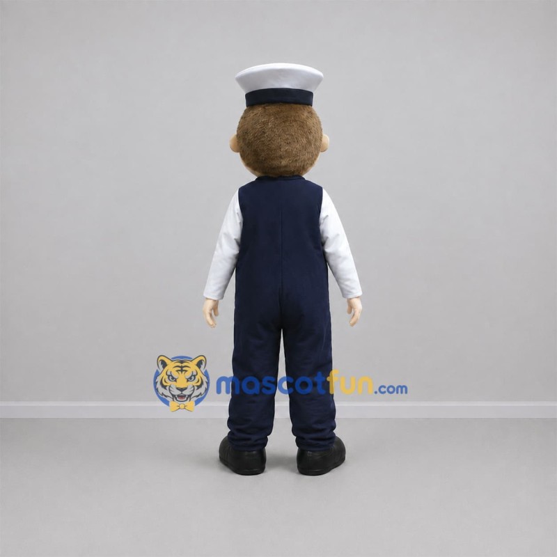 Custom Navy Blue and White Sailor Mascot Costume Adult Full Body Suit for Marine Events Custom Navy Blue and White Sailor Mascot Costume Adult Full Body Suit for Marine Events