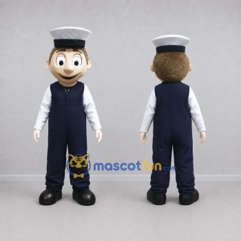 Custom Navy Blue and White Sailor Mascot Costume Adult Full Body Suit for Marine Events