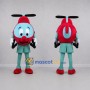 Custom Red and Turquoise Helicopter Mascot Costume Adult Full Body Suit for Aviation Events