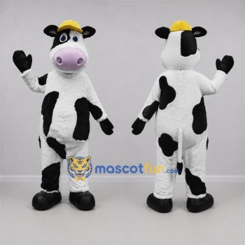 Custom Black and White Cow Mascot Costume Adult Full Body Suit for Farm Events