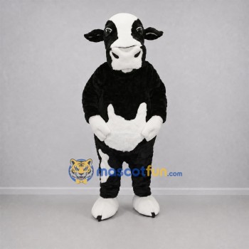 Custom Black and White Cow Mascot Costume Adult Full Body Suit for Farm Events