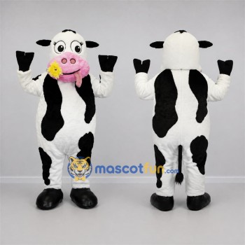 Custom Black and White Cow Mascot Costume Adult Full Body Suit for Farm Events