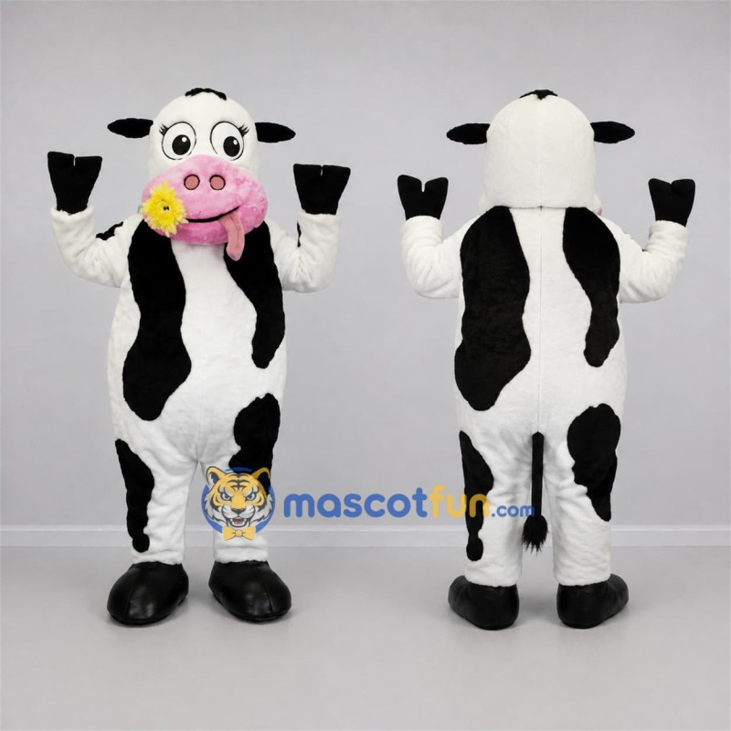 Custom Black and White Cow Mascot Costume Adult Full Body Suit for Farm Events Custom Black and White Cow Mascot Costume Adult Full Body Suit for Farm Events