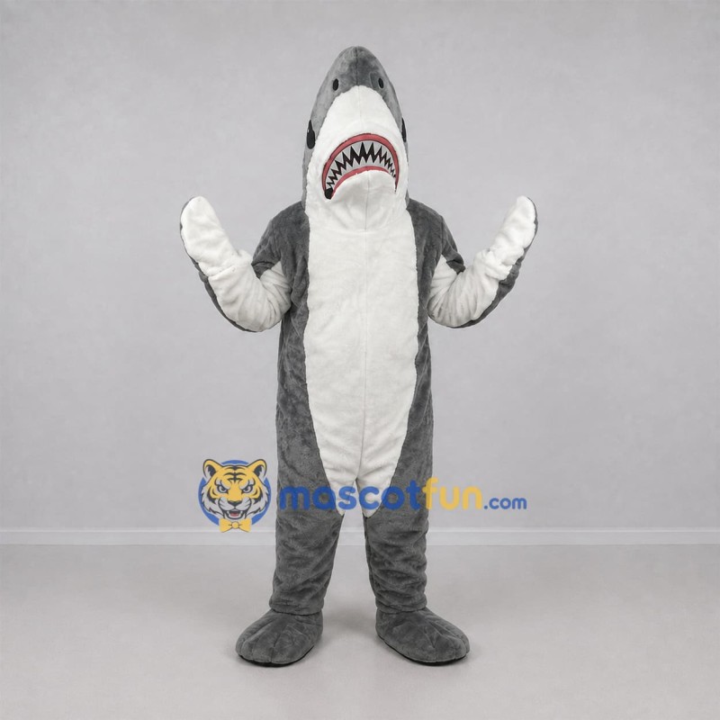 Custom Gray and White Shark Mascot Costume Adult Full Body Suit for Marine Events