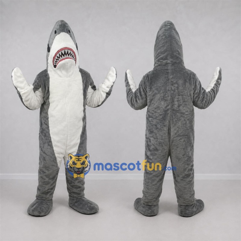 Custom Gray and White Shark Mascot Costume Adult Full Body Suit for Marine Events