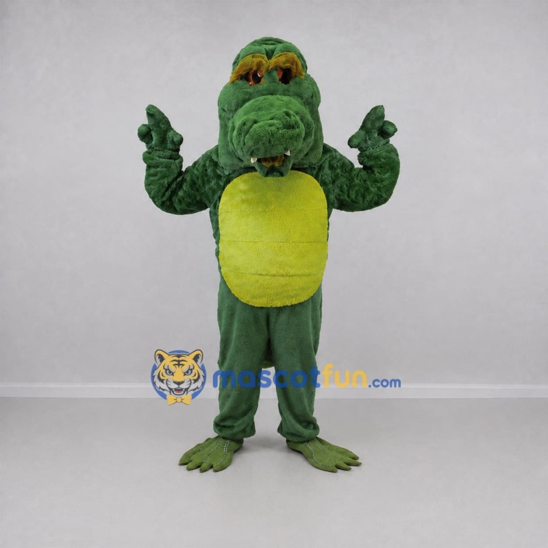 Custom Green and Yellow Crocodile Mascot Costume Adult Full Body Suit for Reptile Events Custom Green and Yellow Crocodile Mascot Costume Adult Full Body Suit for Reptile Events