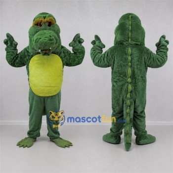 Custom Green and Yellow Crocodile Mascot Costume Adult Full Body Suit for Reptile Events