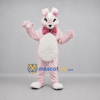 Custom Pink and White Rabbit Mascot Costume Adult Full Body Suit for Easter Events Custom Pink and White Rabbit Mascot Costume Adult Full Body Suit for Easter Events
