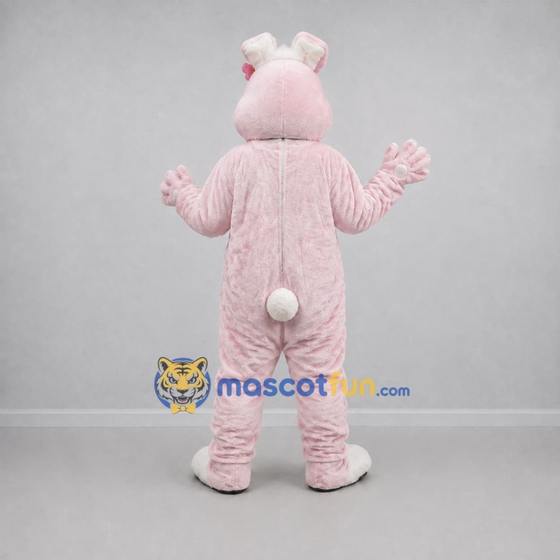Custom Pink and White Rabbit Mascot Costume Adult Full Body Suit for Easter Events Custom Pink and White Rabbit Mascot Costume Adult Full Body Suit for Easter Events
