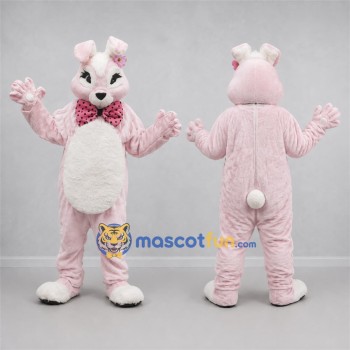 Custom Pink and White Rabbit Mascot Costume Adult Full Body Suit for Easter Events