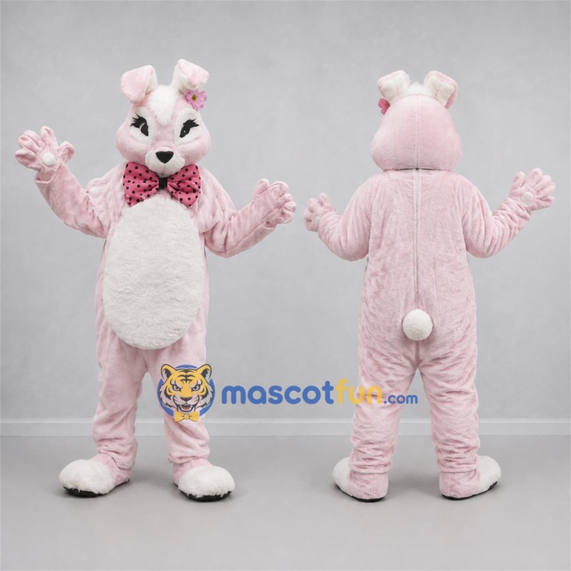 Custom Pink and White Rabbit Mascot Costume Adult Full Body Suit for Easter Events Custom Pink and White Rabbit Mascot Costume Adult Full Body Suit for Easter Events