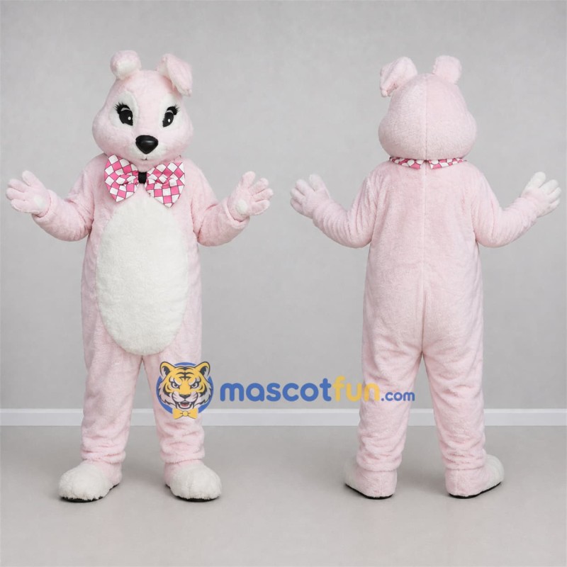 Custom Pink and White Rabbit Mascot Costume Adult Full Body Suit for Easter Events Custom Pink and White Rabbit Mascot Costume Adult Full Body Suit for Easter Events