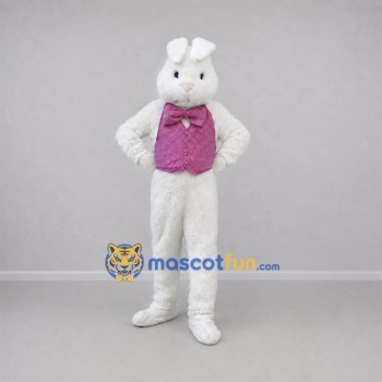 Custom White and Purple Easter Bunny Mascot Costume Adult Full Body Suit for Easter Events Custom White and Purple Easter Bunny Mascot Costume Adult Full Body Suit for Easter Events
