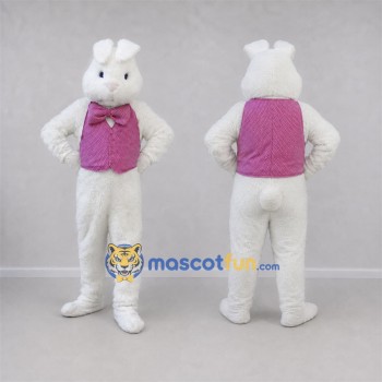 Custom White and Purple Easter Bunny Mascot Costume Adult Full Body Suit for Easter Events