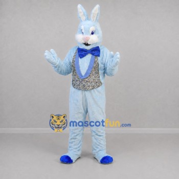 Custom Light Blue and White Easter Bunny Mascot Costume Adult Full Body Suit for Easter Events