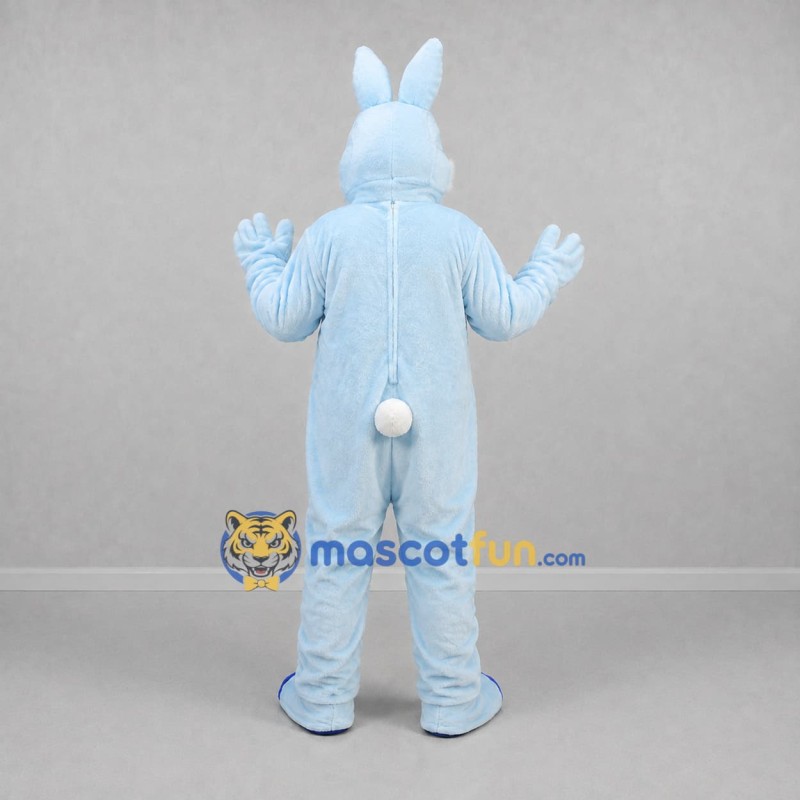 Custom Light Blue and White Easter Bunny Mascot Costume Adult Full Body Suit for Easter Events Custom Light Blue and White Easter Bunny Mascot Costume Adult Full Body Suit for Easter Events