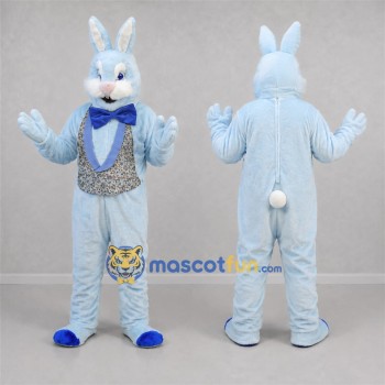 Custom Light Blue and White Easter Bunny Mascot Costume Adult Full Body Suit for Easter Events