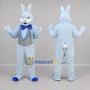 Custom Light Blue and White Easter Bunny Mascot Costume Adult Full Body Suit for Easter Events