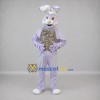 Custom Lavender and White Easter Bunny Mascot Costume Adult Full Body Suit for Easter Events Custom Lavender and White Easter Bunny Mascot Costume Adult Full Body Suit for Easter Events