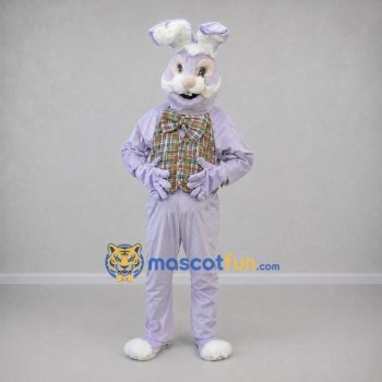 Custom Lavender and White Easter Bunny Mascot Costume Adult Full Body Suit for Easter Events