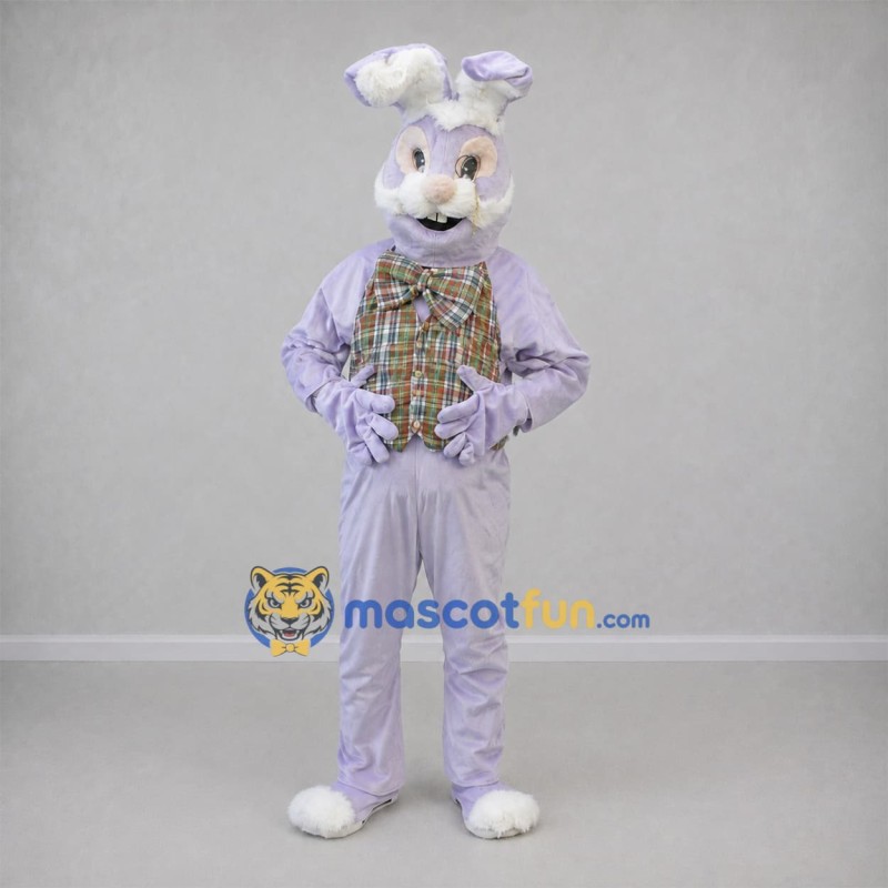 Custom Lavender and White Easter Bunny Mascot Costume Adult Full Body Suit for Easter Events Custom Lavender and White Easter Bunny Mascot Costume Adult Full Body Suit for Easter Events