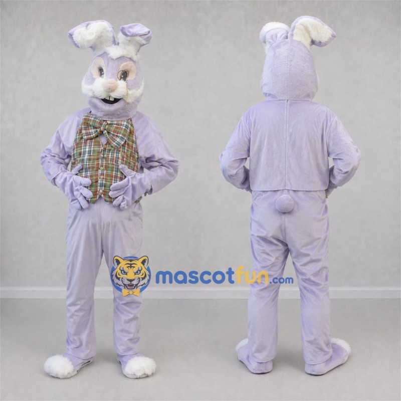 Custom Lavender and White Easter Bunny Mascot Costume Adult Full Body Suit for Easter Events Custom Lavender and White Easter Bunny Mascot Costume Adult Full Body Suit for Easter Events