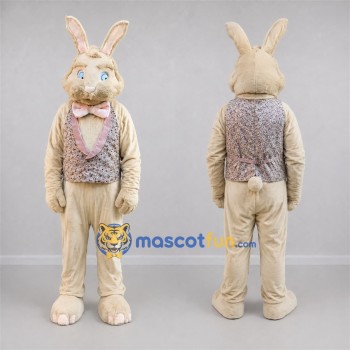 Custom Cream and Pink Easter Bunny Mascot Costume Adult Full Body Suit for Easter Events