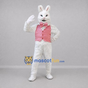 Custom White and Pink Easter Bunny Mascot Costume Adult Full Body Suit for Easter Events Custom White and Pink Easter Bunny Mascot Costume Adult Full Body Suit for Easter Events