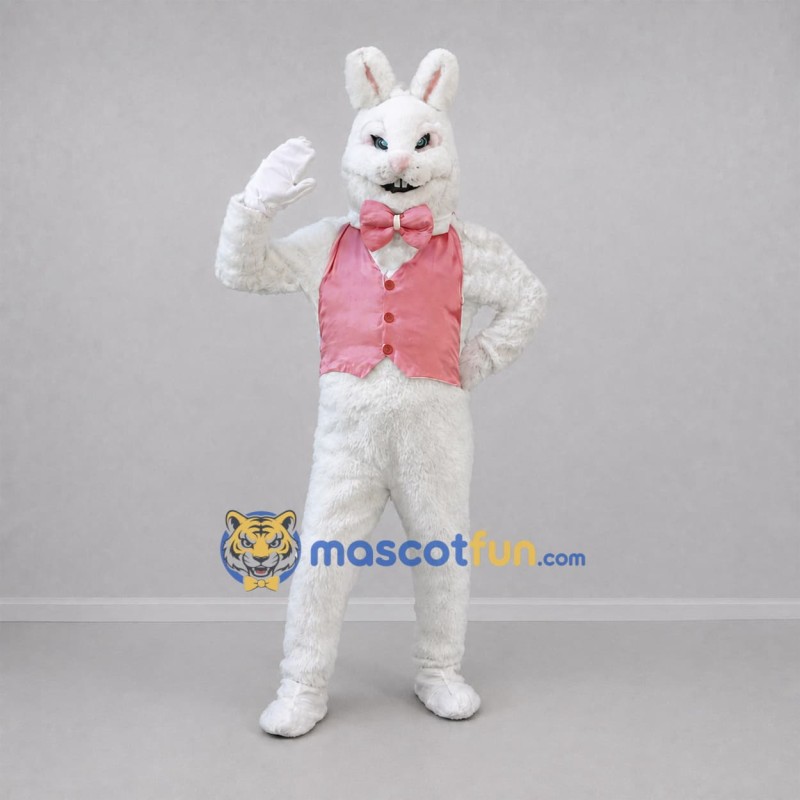 Custom White and Pink Easter Bunny Mascot Costume Adult Full Body Suit for Easter Events Custom White and Pink Easter Bunny Mascot Costume Adult Full Body Suit for Easter Events
