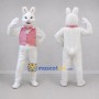 Custom White and Pink Easter Bunny Mascot Costume Adult Full Body Suit for Easter Events
