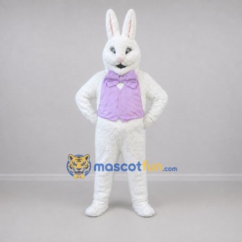 Custom White and Lavender Easter Bunny Mascot Costume Adult Full Body Suit for Easter Events