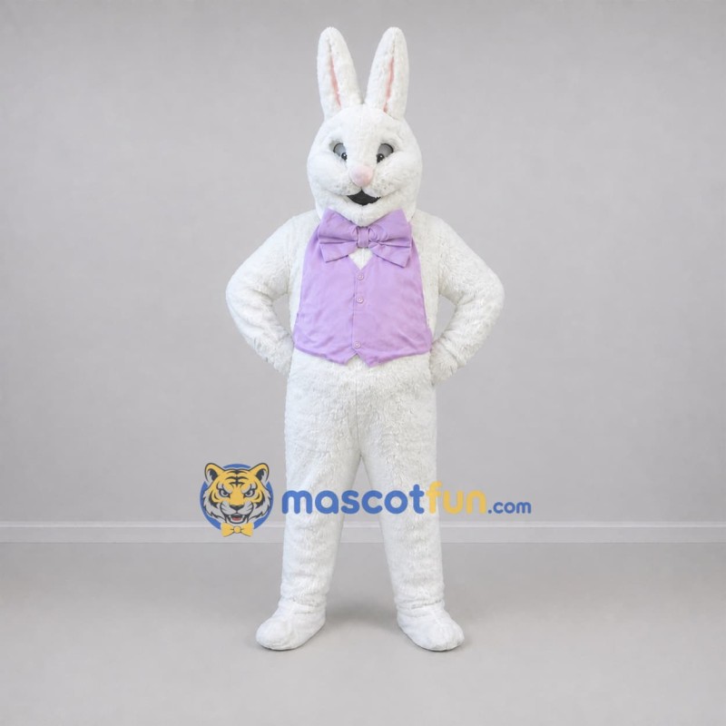 Custom White and Lavender Easter Bunny Mascot Costume Adult Full Body Suit for Easter Events Custom White and Lavender Easter Bunny Mascot Costume Adult Full Body Suit for Easter Events