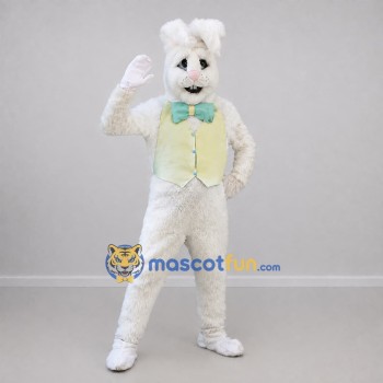 Custom White and Yellow Easter Bunny Mascot Costume Adult Full Body Suit for Easter Events Custom White and Yellow Easter Bunny Mascot Costume Adult Full Body Suit for Easter Events
