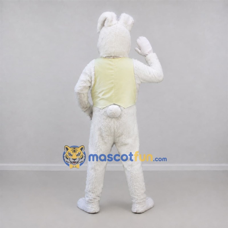 Custom White and Yellow Easter Bunny Mascot Costume Adult Full Body Suit for Easter Events Custom White and Yellow Easter Bunny Mascot Costume Adult Full Body Suit for Easter Events