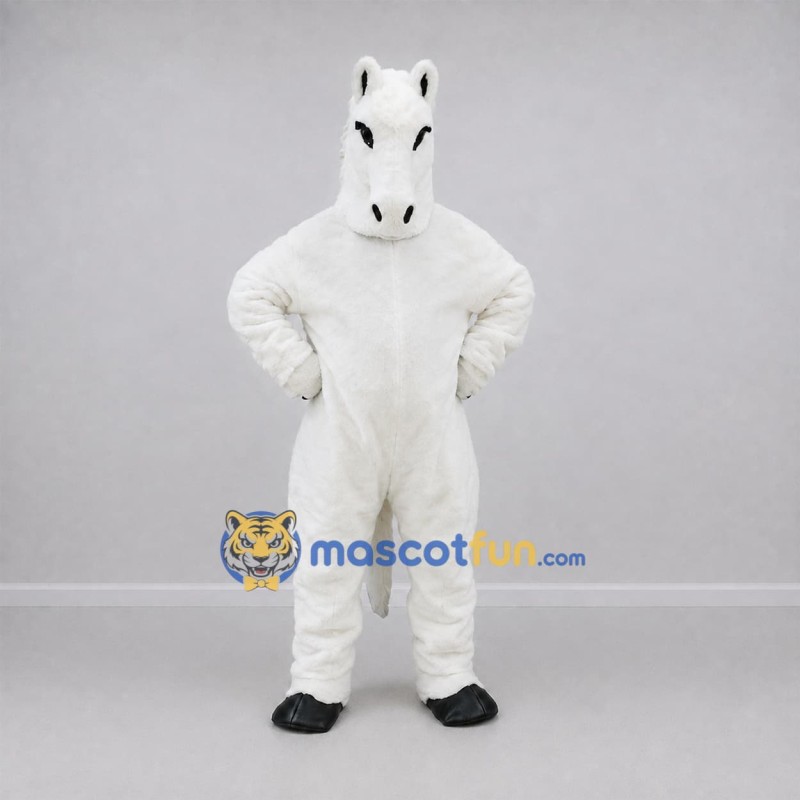 Custom White Horse Mascot Costume Adult Full Body Suit for Equestrian Events Custom White Horse Mascot Costume Adult Full Body Suit for Equestrian Events