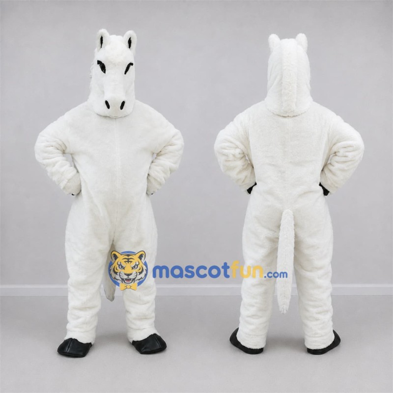 Custom White Horse Mascot Costume Adult Full Body Suit for Equestrian Events Custom White Horse Mascot Costume Adult Full Body Suit for Equestrian Events