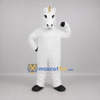 Custom White and Gold Unicorn Mascot Costume Adult Full Body Suit for Fantasy Events Custom White and Gold Unicorn Mascot Costume Adult Full Body Suit for Fantasy Events