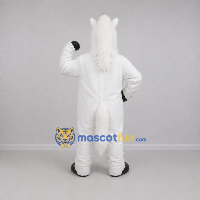 Custom White and Gold Unicorn Mascot Costume Adult Full Body Suit for Fantasy Events Custom White and Gold Unicorn Mascot Costume Adult Full Body Suit for Fantasy Events