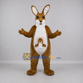 Custom Brown and White Kangaroo Mascot Costume Adult Full Body Suit for Wildlife Events