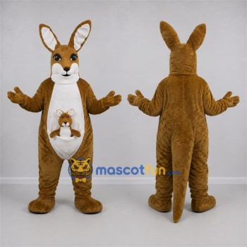 Custom Brown and White Kangaroo Mascot Costume Adult Full Body Suit for Wildlife Events
