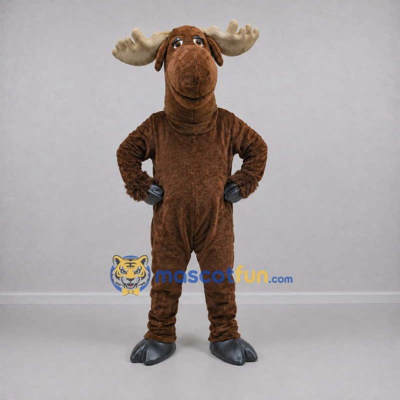 Custom Brown and Tan Moose Mascot Costume Adult Full Body Suit for Wildlife Events Custom Brown and Tan Moose Mascot Costume Adult Full Body Suit for Wildlife Events