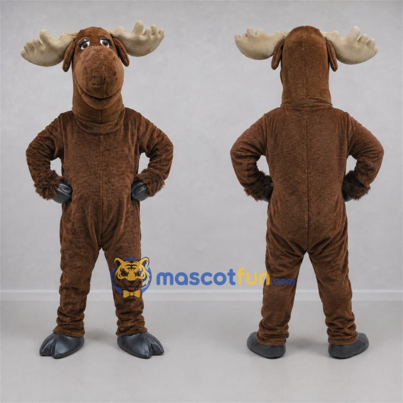 Custom Brown and Tan Moose Mascot Costume Adult Full Body Suit for Wildlife Events Custom Brown and Tan Moose Mascot Costume Adult Full Body Suit for Wildlife Events