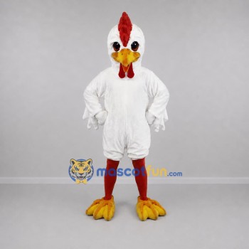 Custom White and Red Rooster Mascot Costume Adult Full Body Suit for Farm Events