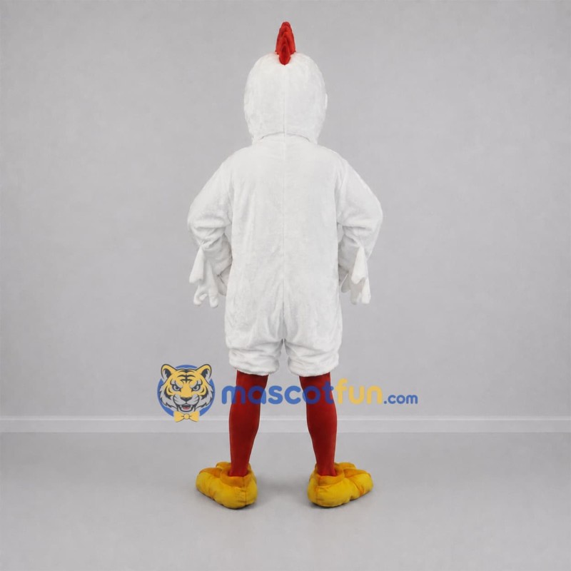 Custom White and Red Rooster Mascot Costume Adult Full Body Suit for Farm Events Custom White and Red Rooster Mascot Costume Adult Full Body Suit for Farm Events