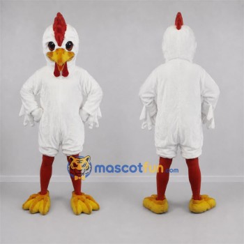 Custom White and Red Rooster Mascot Costume Adult Full Body Suit for Farm Events